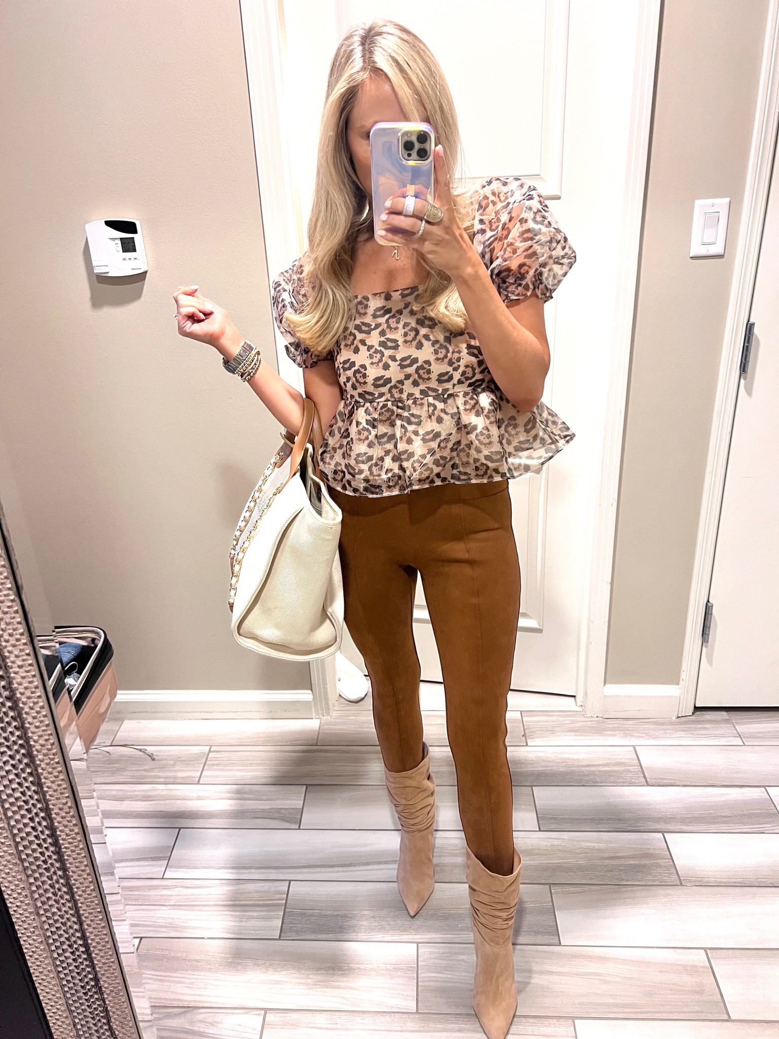 Day 2 look. new suede leather leggings from Spanx, wearing a size medium. I always size up one size in leggings with a Spanx. use code; JESSXSPANX for discount . Wearing a small in this cute new fall top. Fall outfit

#LTKunder100 #LTKSeasonal #LTKCon