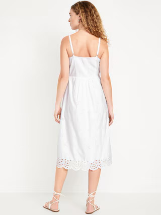 Fit & Flare Eyelet Midi Dress | Old Navy (US)