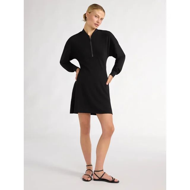 Scoop Women’s Ultimate ScubaKnit Zip Front Mini Dress, Sizes XS-XXL | Walmart (US)