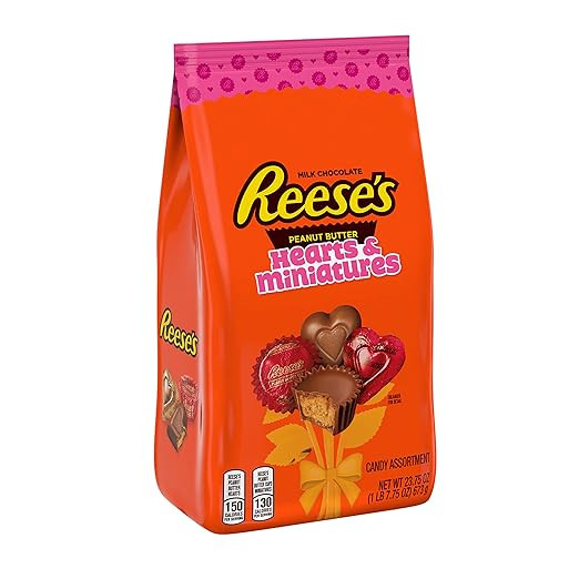 REESE'S Miniatures and Hearts Milk Chocolate Peanut Butter Candy, Valentine's Day, 23.75 Oz Varie... | Amazon (US)