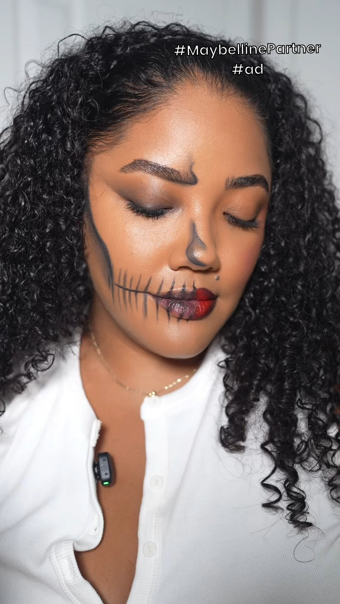 #ad Easy Half Skeleton and Half Glam Halloween look ….. And I only used 5 @ maybelline faves! It’s the perfect mix of festive and glam without using a lot. I love how versatile these products are, especially the Tattoo Gel Eyeliner! You can use them for everyday wear ,straight to a Halloween look.  #MaybellinePartner #TargetPartner #Target 

#LTKSeasonal #LTKBeauty #LTKHalloween
