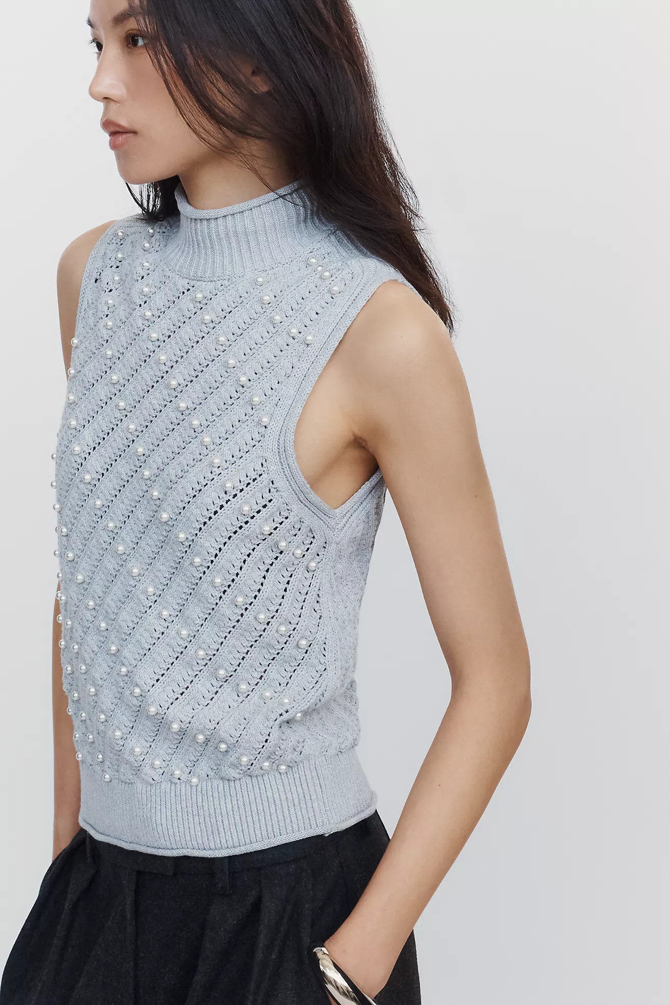 Pearl Roll Neck Sweater Tank Top | Anthropologie (US)