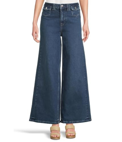 Free People Womens We The Free Kellee High-Rise Palazzo Jeans Blue Night Size: 26 Inseam: 3 | Amazon (US)