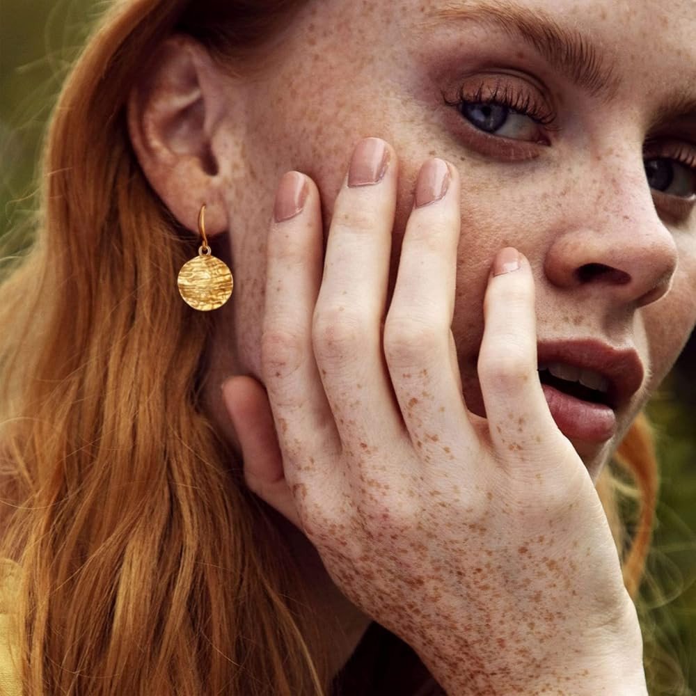 Gold Earrings 14k Gold Plated Hoop Earrings Dainty Pearl hoop Disc Coin Bead Starfish Teardrop Ci... | Amazon (US)