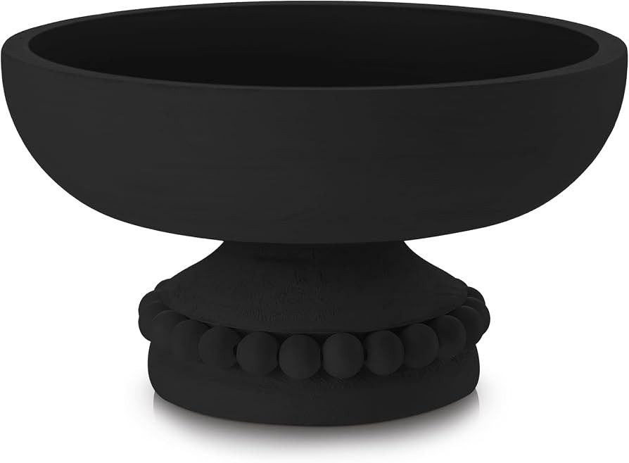 Amyhill Wood Pedestal Decorative Bowl 8 Inch Wooden Distressed Beaded Bowl for Dining Table Cente... | Amazon (US)