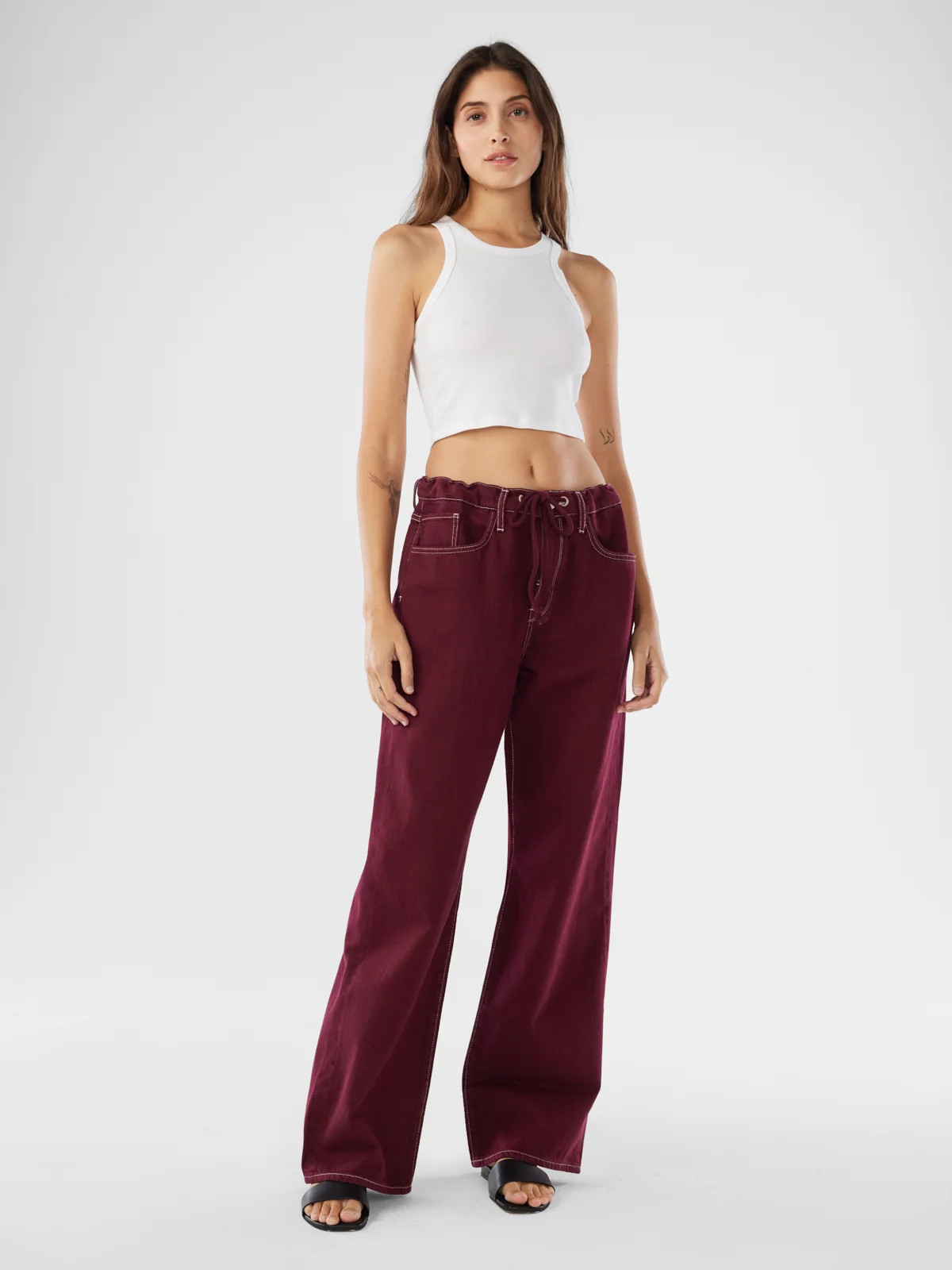 Triarchy - Responsible Denim Nesta Mid-Rise Drawstring - Eclipse Red - Shop | Shop.com