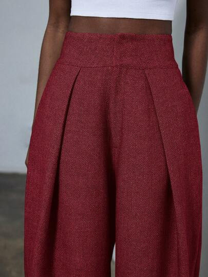 Aveloria Modichic New Stylish Design Casual Pleated Loose Wide-Leg Suit Pants, Versatile For Comm... | SHEIN