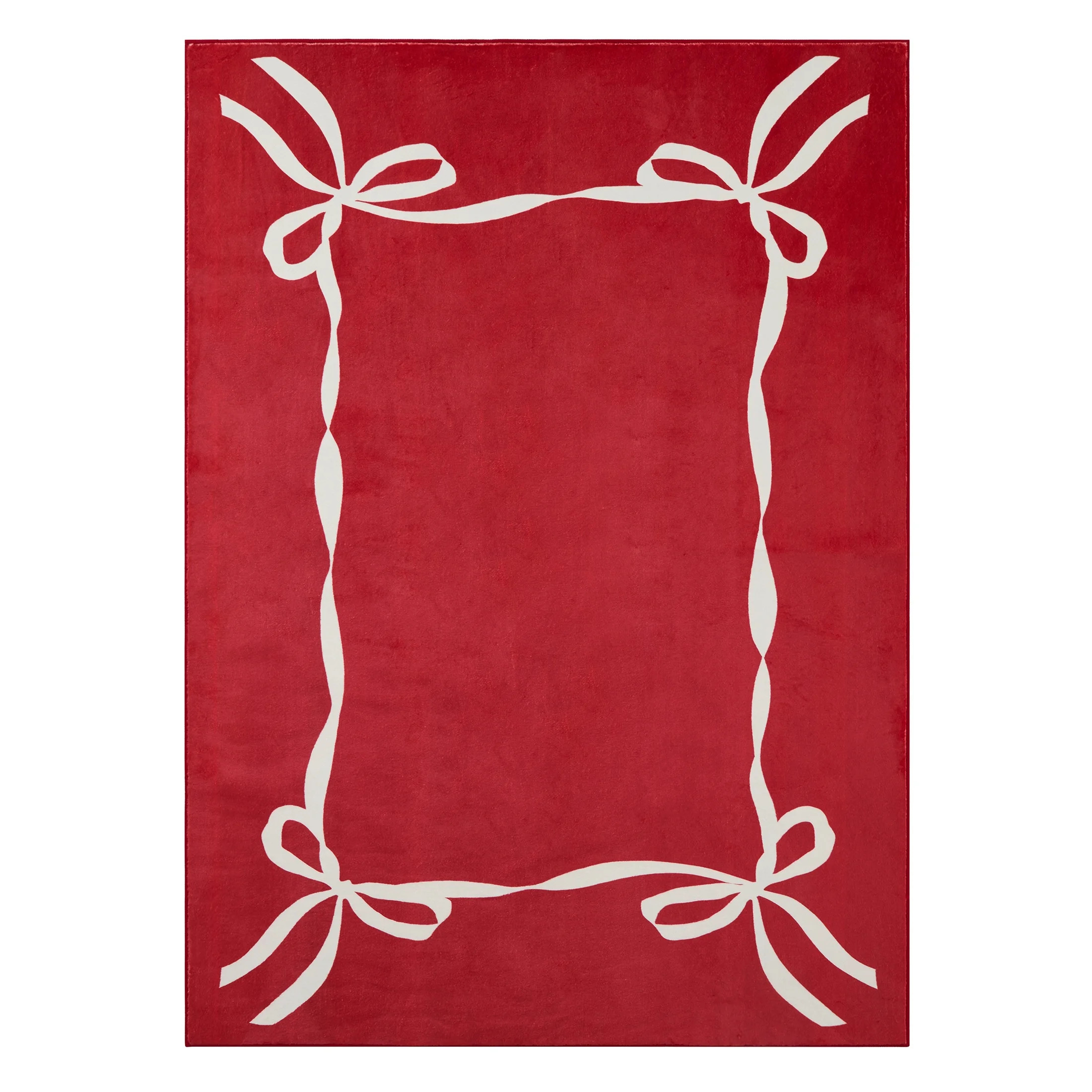 My Texas House Red/White Ribbon Faux Fur Washable Indoor Area Rug, 5' x 7' | Walmart (US)
