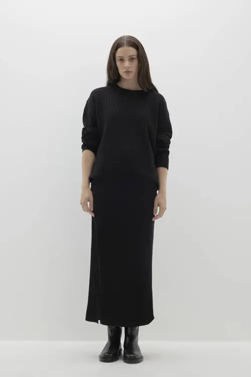 NAKED CASHMERE Campbell Ribbed Crewneck Cashmere Sweater in Black at Nordstrom, Size X-Small | Nordstrom