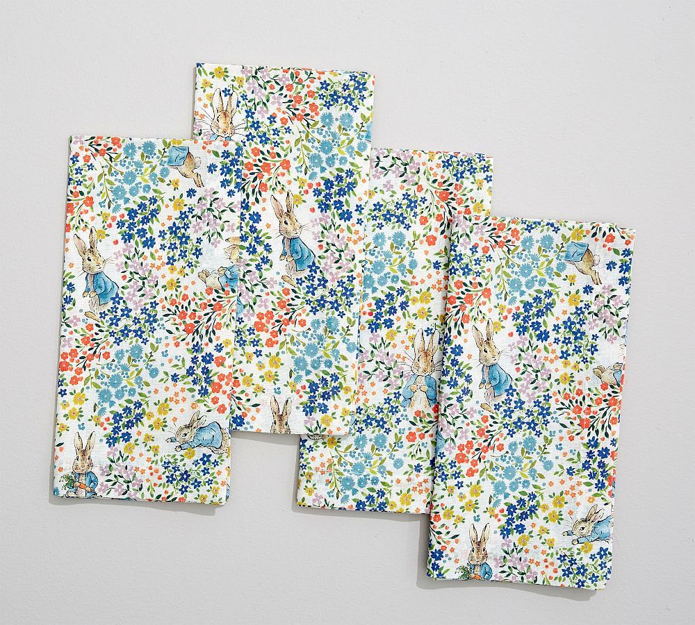 Peter Rabbit™ Floral Cotton/Linen Napkins - Set of 4 | Pottery Barn (US)