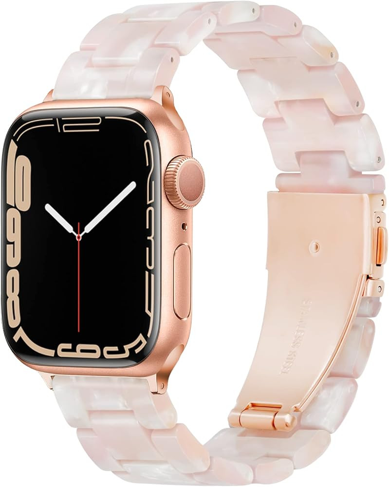 Pleixiu Compatible With Apple Watch Band 38mm 40mm 41mm 42mm 44mm 45mm Lightweight Resin With Sta... | Amazon (US)