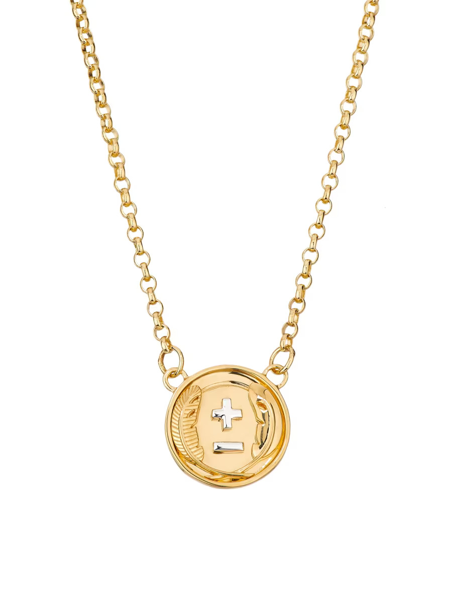 Foundrae Vivacity Two-Tone 18K Gold Medallion Pendant Necklace | Saks Fifth Avenue | Saks Fifth Avenue
