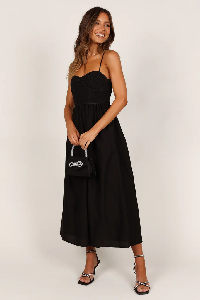 Milsy Pleated Bodice Midi Dress - Black | Petal & Pup (US)