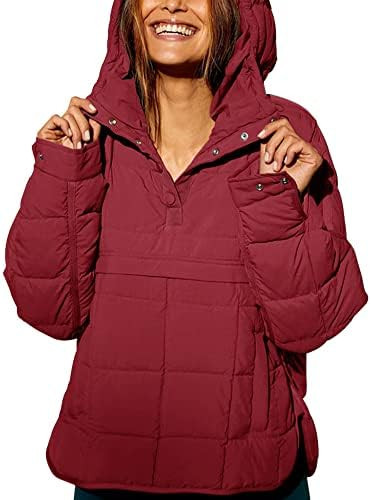 chouyatou Women's Quilted Pullover Puffer Jacket Packable Hooded Oversize Winter Coat Tops | Amazon (US)