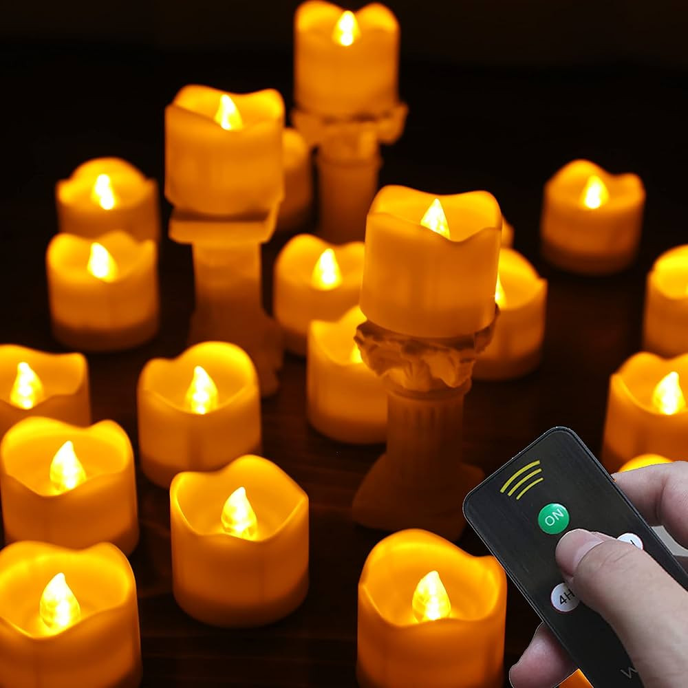 Wilrigir Flameless Votive Candles with Remote Control,CR2450 Battery Operated Tea Light with Time... | Amazon (US)