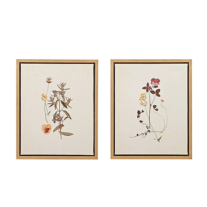 Martha Stewart French Herbarium Framed 17.84-Inch x 21.84-Inch Canvas Wall Art in Multi (Set of 2... | Bed Bath & Beyond