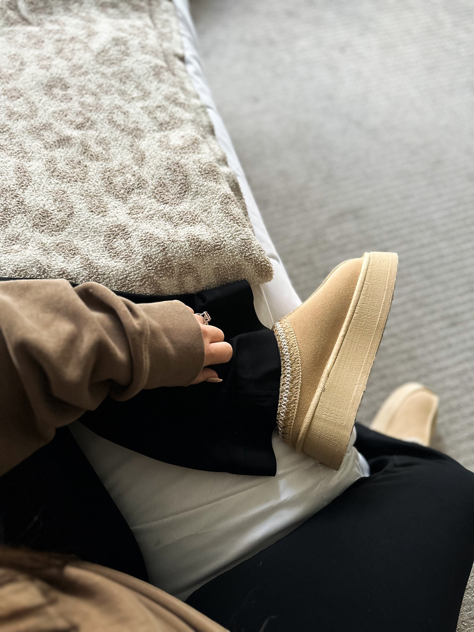 Finally caved & got the viral platform dupe. I'm loving this color & it's actually really comfy. I got my true size 7 & it fits snug with my socks. I paired it with flare leggings here. This would complete your comfy winter outfit! The first purchase in the app makes it 40% off using code APP40 which made it about $40! Also comes in camel color, linked below.

#LTKfindsunder50 #LTKstyletip #LTKshoecrush