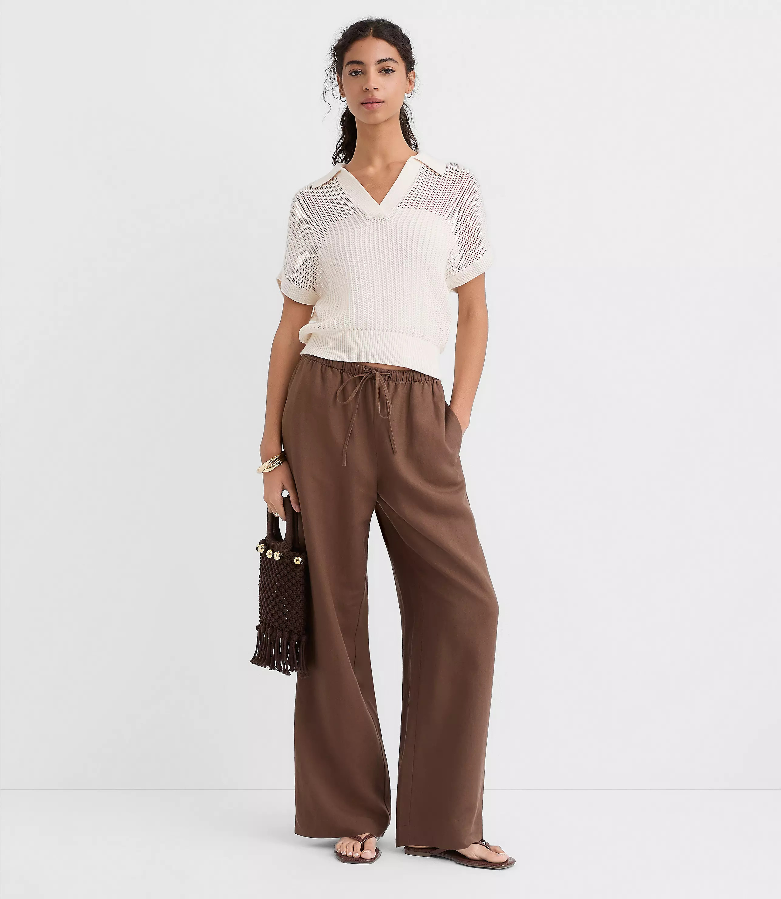 Petite Sawyer Pull On Pants in Linen Blend | LOFT