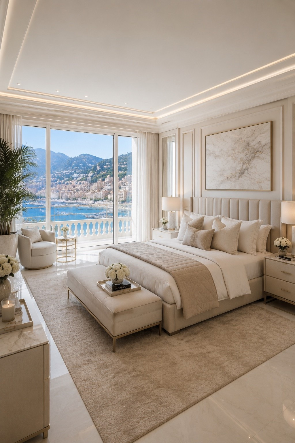 Wake up to breathtaking ocean views in this elegant luxury bedroom featuring soft neutral tones, layered bedding, timeless furniture, and floor-to-ceiling windows. A serene, hotel-inspired retreat designed for comfort, sophistication, and effortless everyday luxury.

#luxurybedroom #bedroomdesign #modernbedroom #neutralbedroom #bedroominspo #hotelstyle #luxuryhome #interiordesign #homedecor #coastalhome #dreambedroom #organicmodern #timelessinteriors #homeinspiration #primarybedroom #luxurylifestyle #amazonhome #ltkhome #bedroomdecor #minimalistluxury