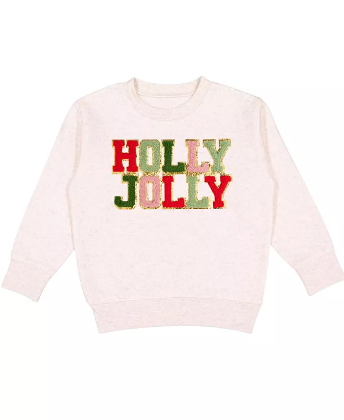 Child Holly Jolly Patch Crew Neck Sweatshirt, Natural Boys and Girls | Macy's