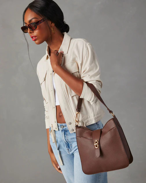 Lesa Faux Leather Shoulder Bag - Brown | VICI