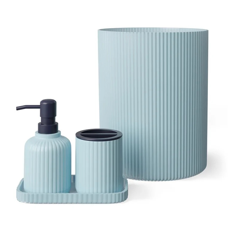 Mainstays Kids Bath Accessory Set, 4 Pieces, Blue | Walmart (US)