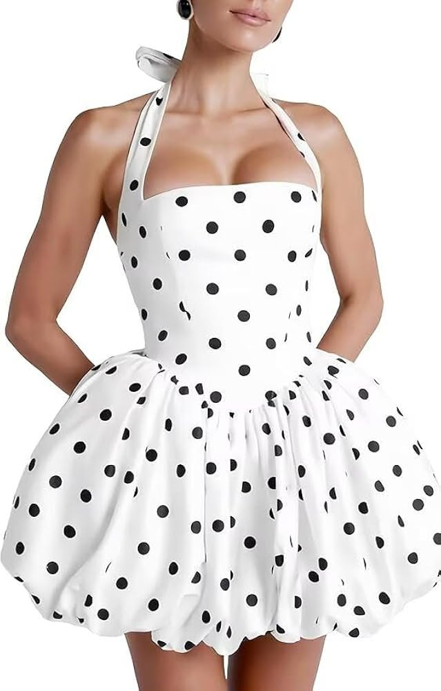 Bud Satin Homecoming Dresses for Teens Short Halter Prom Dresses Juniors Cocktail Party Gowns | Amazon (US)