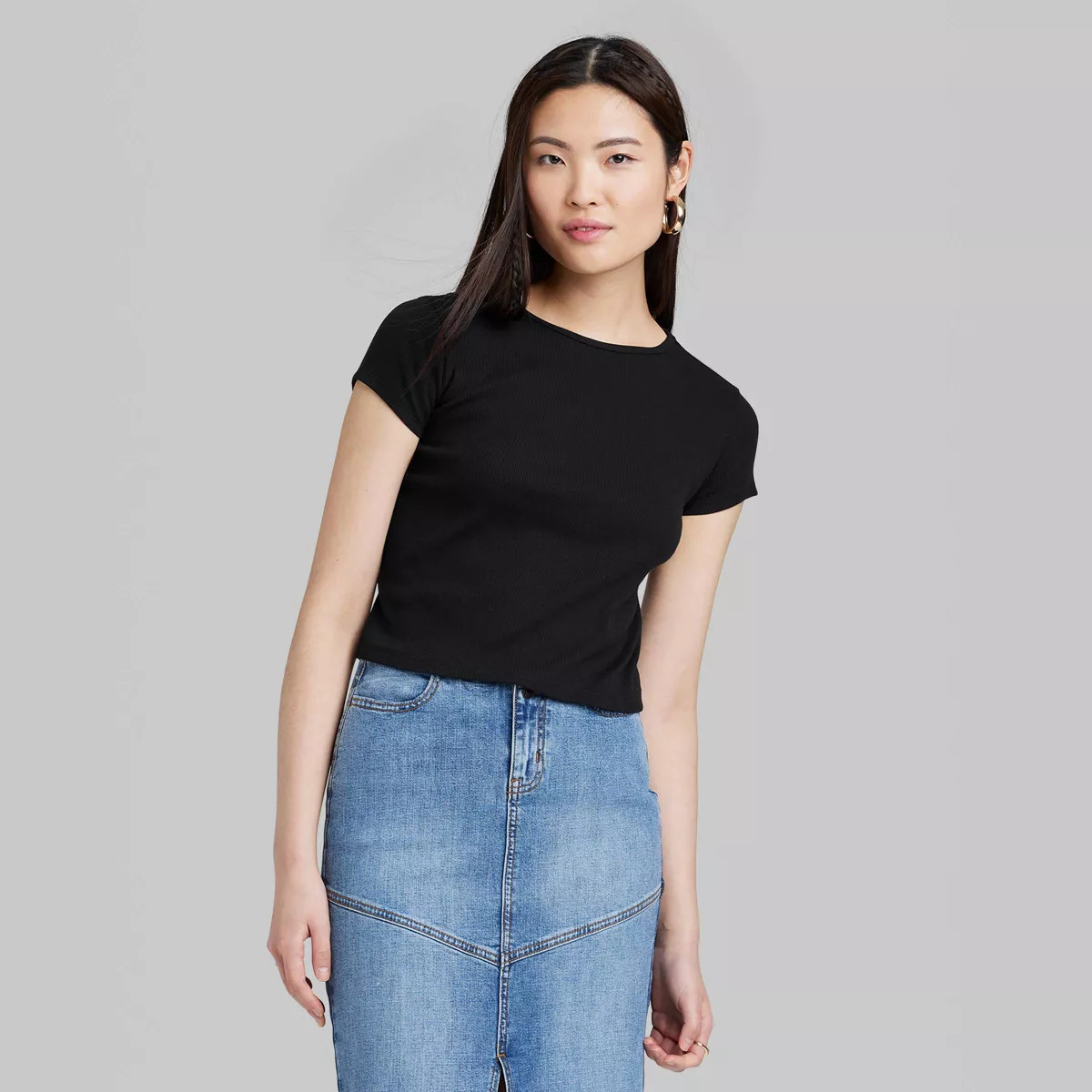 Women's Short Sleeve Ribbed Baby T-Shirt - Wild Fable™ | Target