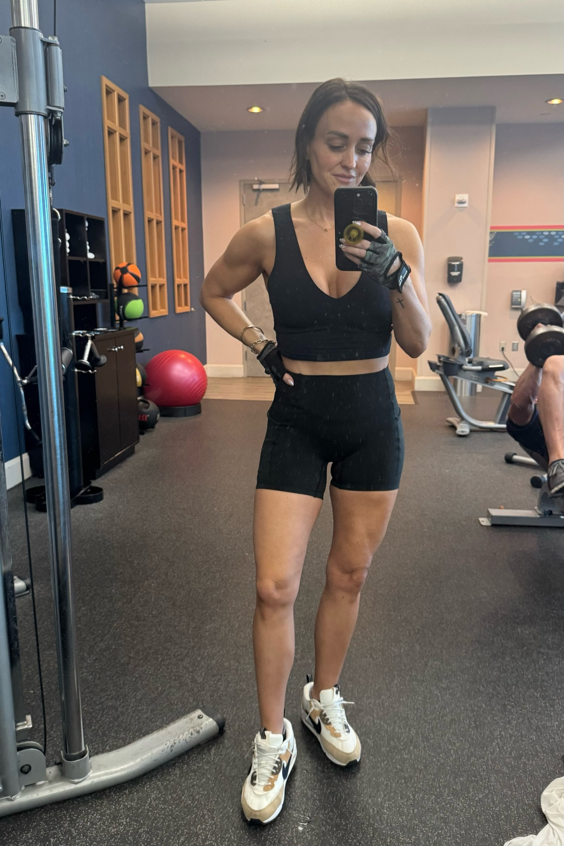 Love this sports bra can also double for a tank if needed 

M top 
S bottom 