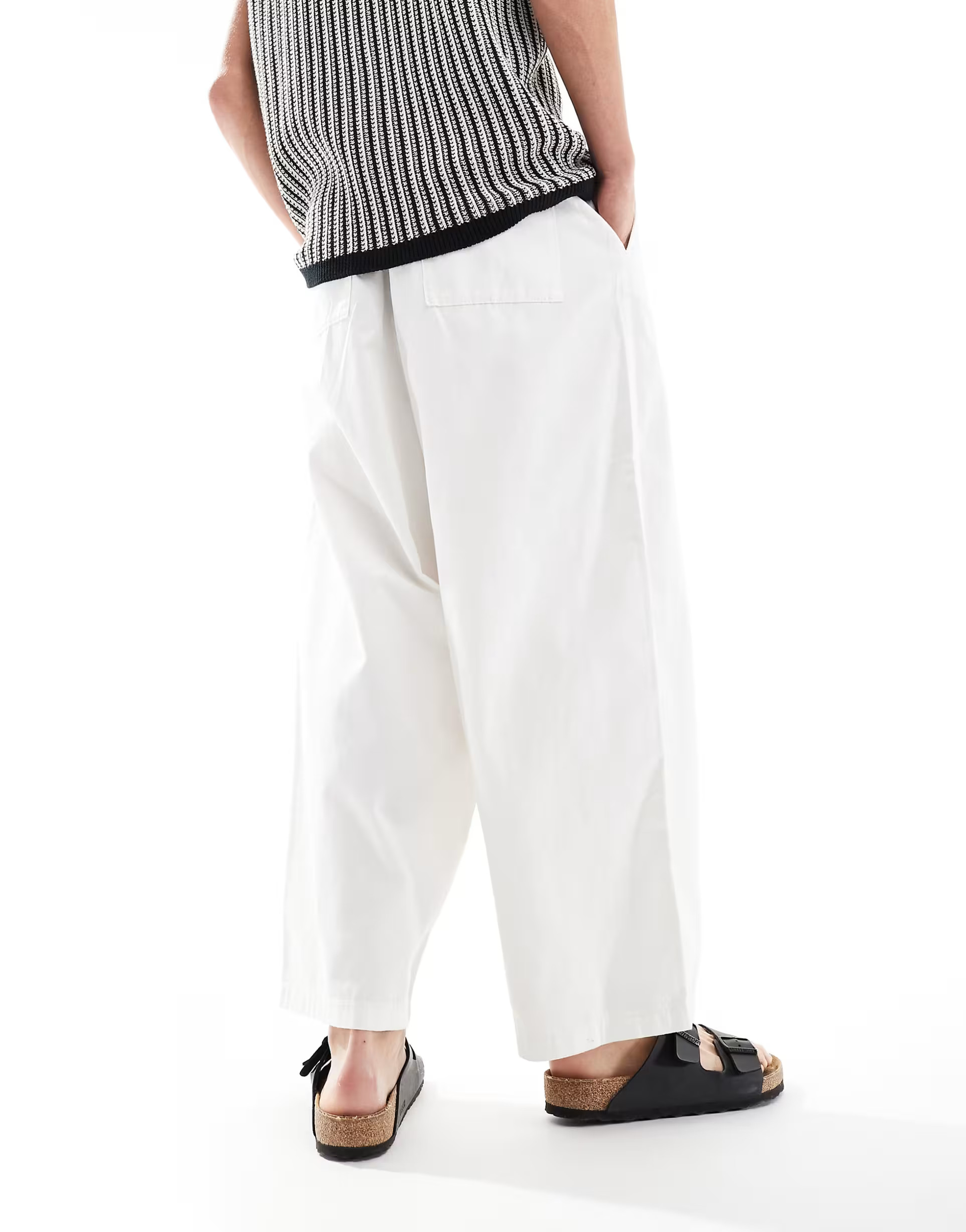 ASOS DESIGN oversized balloon trouser with elasticated waist in ecru | ASOS (Global)