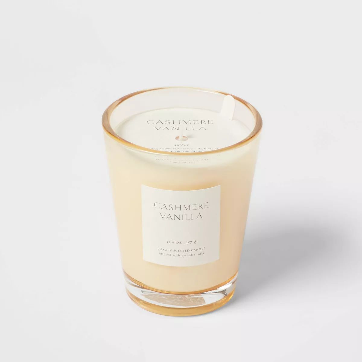Colored Vase Glass with Dustcover Cashmere Vanilla Candle Ivory - Threshold™ | Target