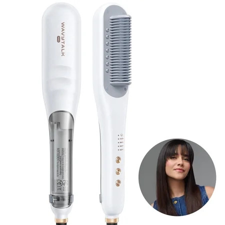 Wavytalk Pro Steam Hair Straightener Brush, 3 in 1 Straightening Brush, Steam Reduces Damage, Nourishes Hair, White | Walmart (US)