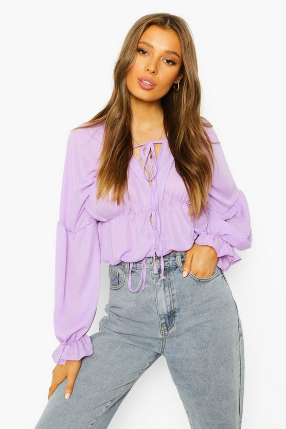 Ruched Chiffon Blouse | Boohoo.com (US & CA)