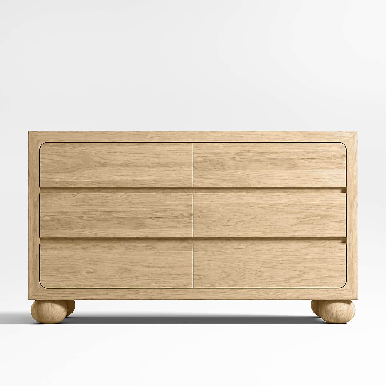 Emery 52" Natural Oak Wood Wide 6-Drawer Kids Dresser + Reviews | Crate & Kids | Crate & Barrel