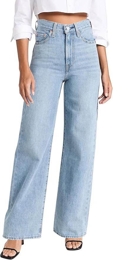 Women's Wide Leg Straight Jeans High Waisted Vintage Stretchy Tummy Control Trendy Recycled Denim... | Amazon (US)
