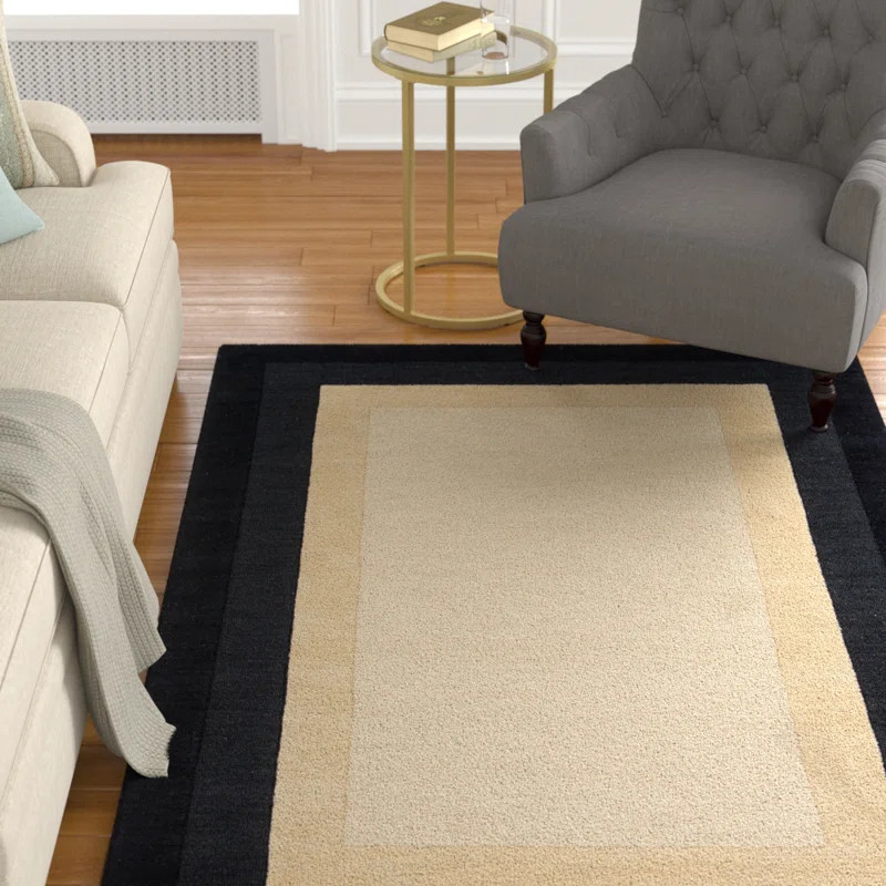 Keifer Handmade Wool Beige/Black Rug | Wayfair North America
