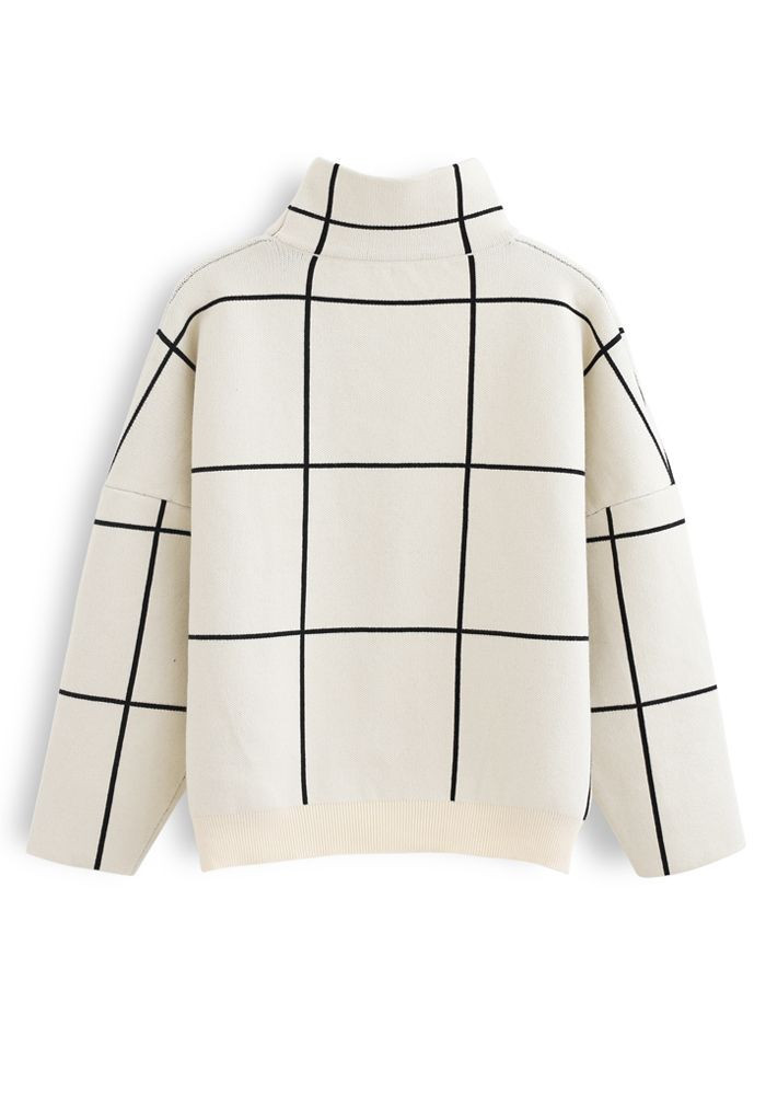 Grid Turtleneck Sweater | Chicwish