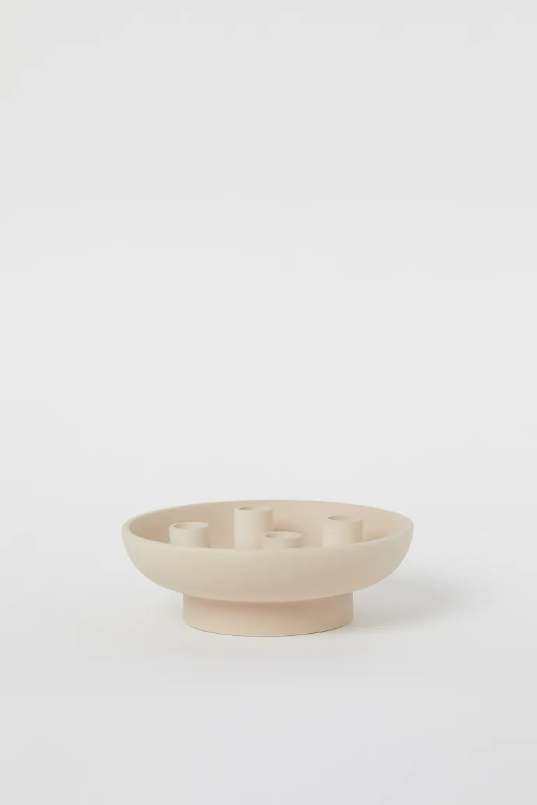 Round Stoneware Candle Holder | H&M (US + CA)