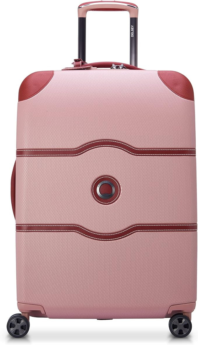 DELSEY PARIS Chatelet Air 2.0 Hardside Luggage with Spinner Wheels, Pink, Checked-Medium 24 Inch | Amazon (US)