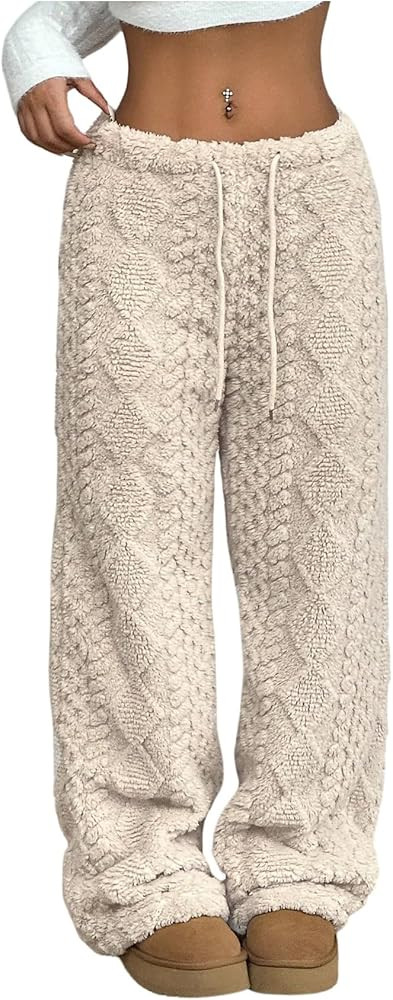 GORGLITTER Women's Cable Knit Sweater Pants Low Waisted Knit Warm Pants | Amazon (US)
