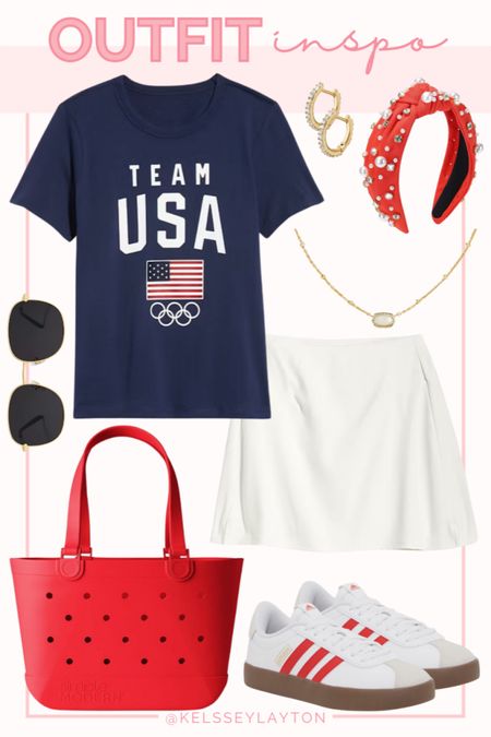 Outfit idea, old navy, Olympics, red white and blue, 4th of July outfit, white skort, red stripe adidas, Amazon bag

#LTKShoeCrush #LTKFindsUnder50 #LTKItBag