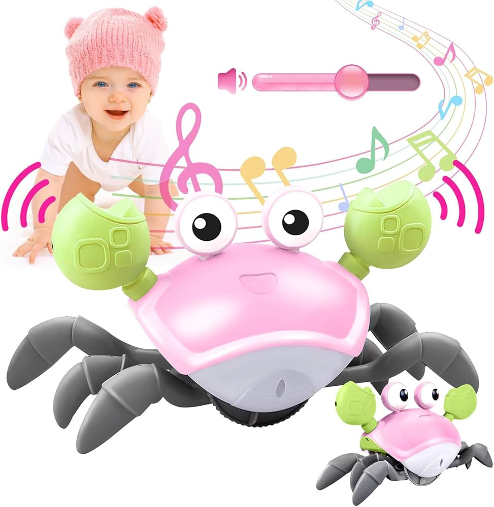 Crawling Crab Baby Toy - Tummy Time Toys - with Music and LED Light,Built-in Rechargeable Battery... | Amazon (US)