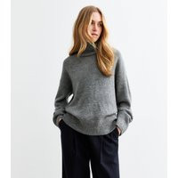 Women's Grey Knit Stand Collar Oversized Jumper New Look | New Look (UK)