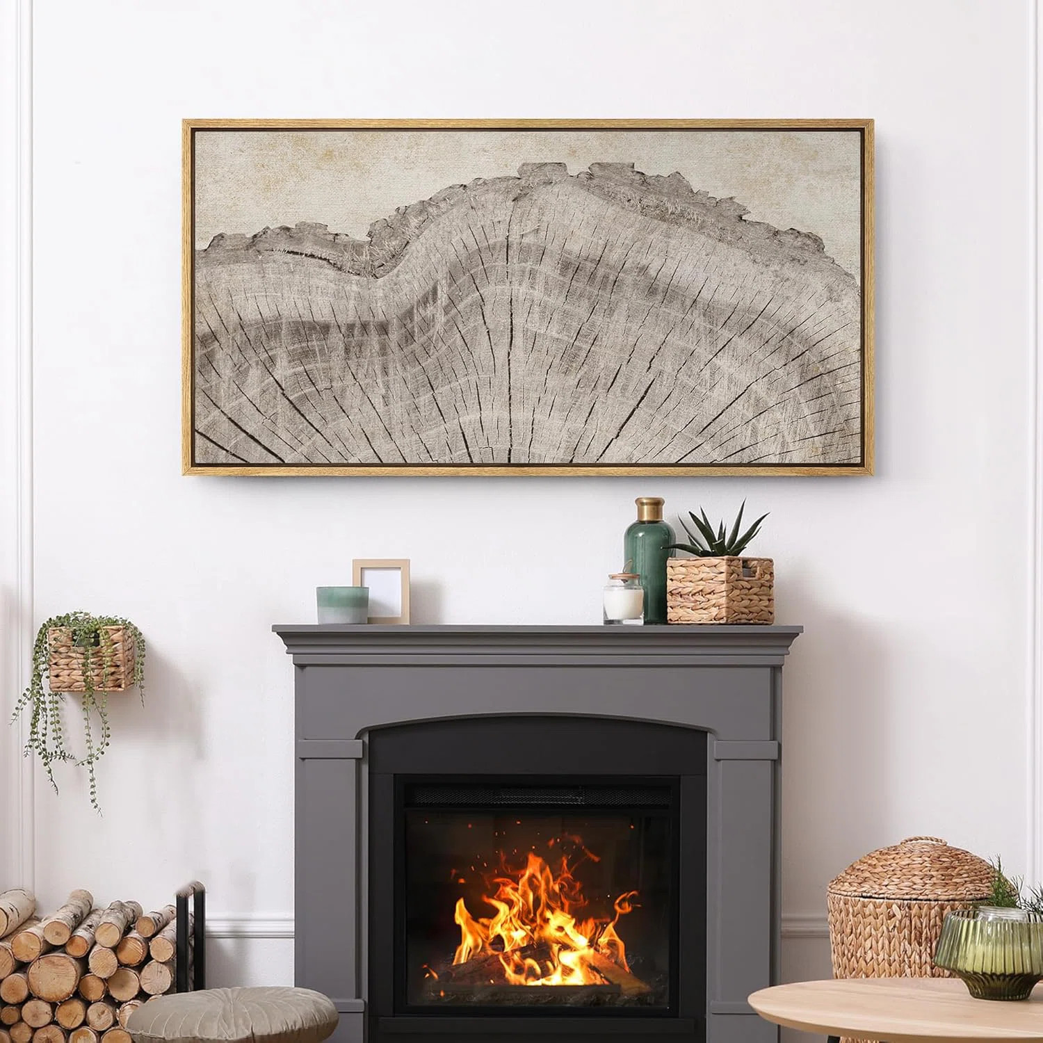 Tree Rings in Neutral Tones Modern Art Extra Large Artwork Print Wall Art | Wayfair North America