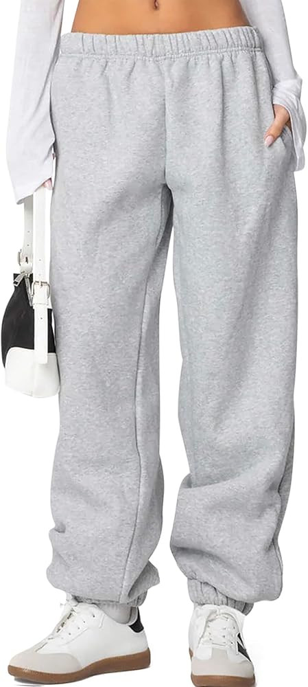 Women's Fleece Lined Sweatpants High Waist Drawstring Sweat Pants Baggy Athletic Pants with Pocke... | Amazon (US)