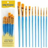 Acrylic Brush Set, 1 Packs / 10 Pieces Watercolor Paint Brushes Nylon Paint Brushes | ManoMano UK