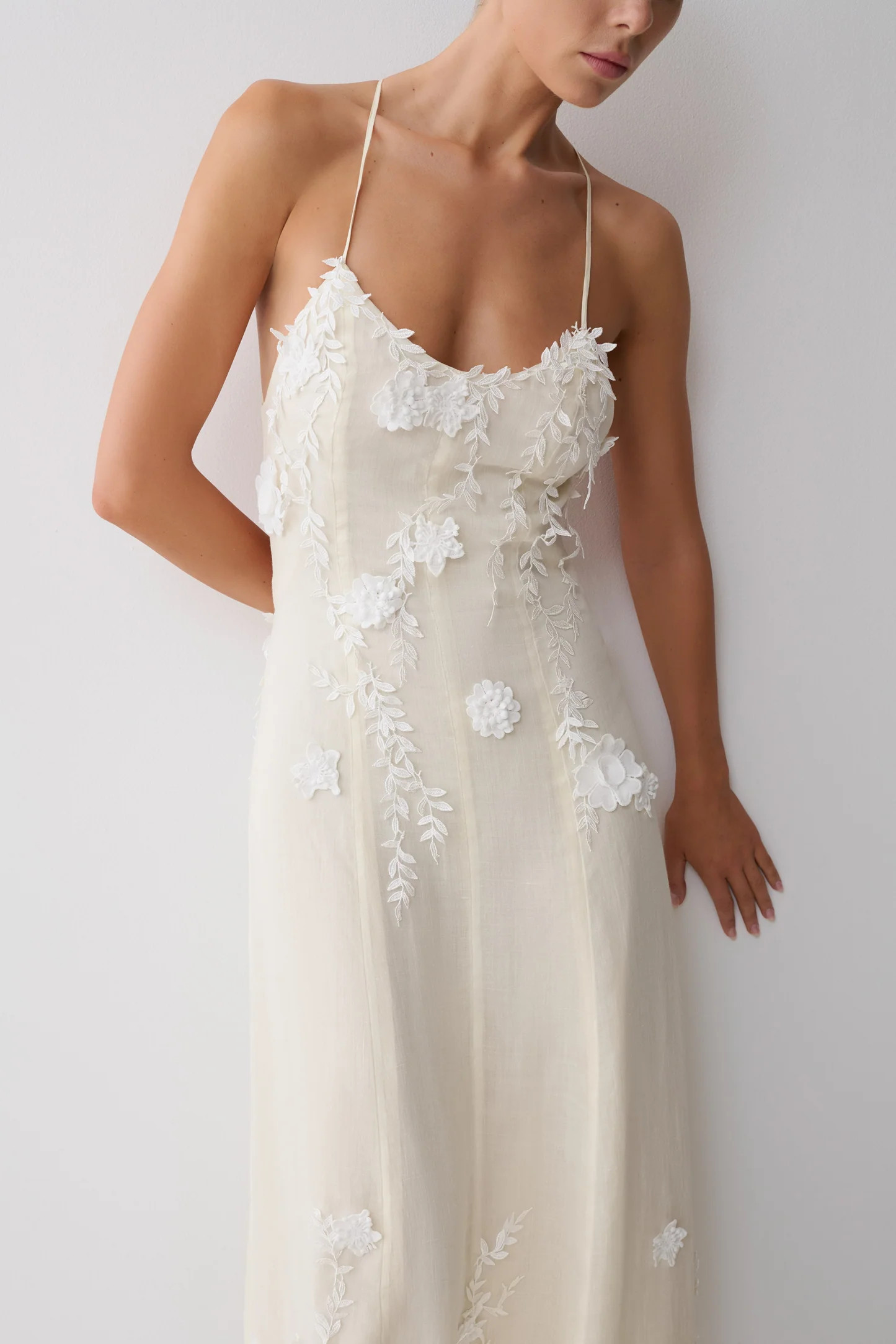 Floral Lace Midi Dress - Buttermilk | MESHKI US