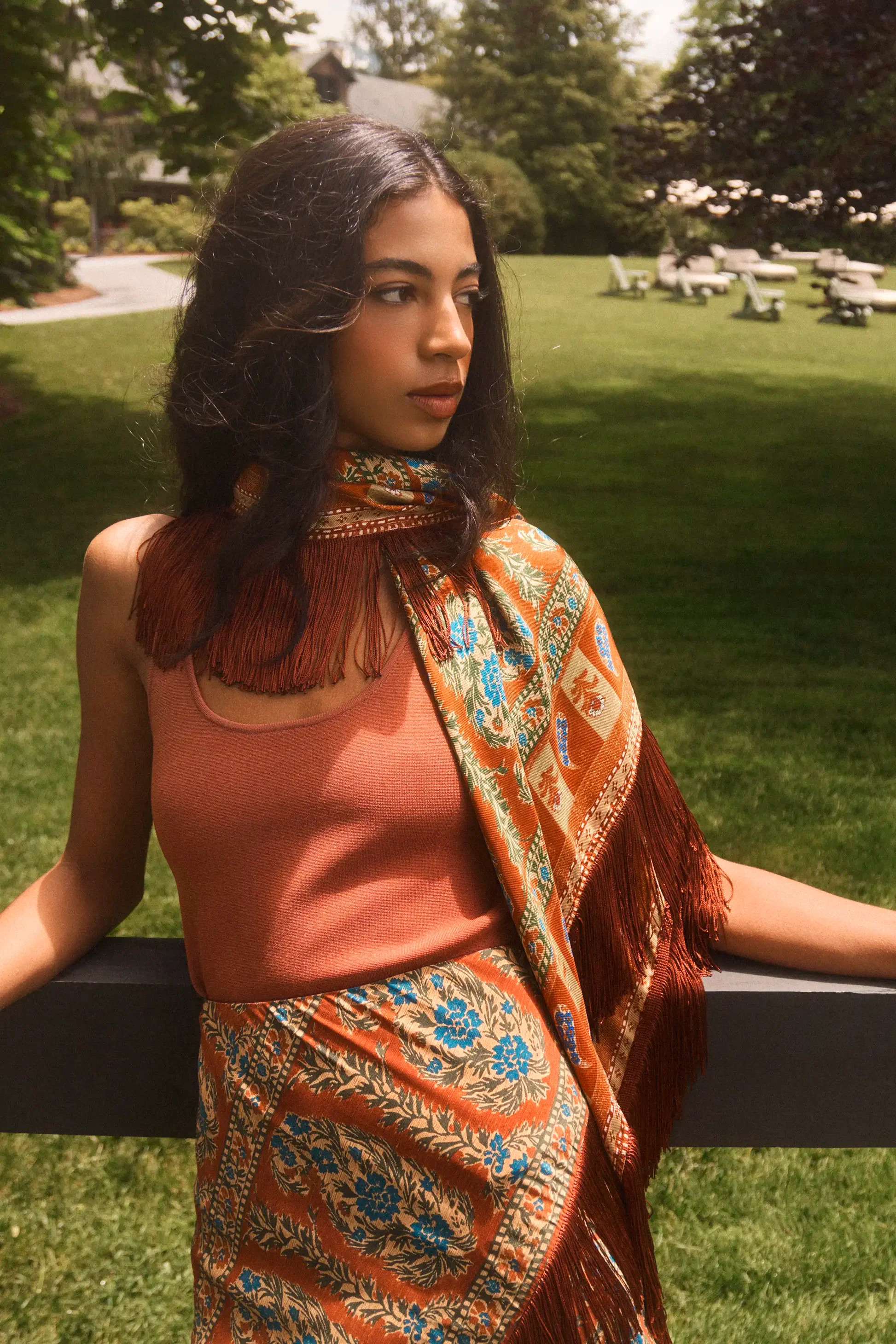 Oversized Scarf w/ Fringe | Silk Twill Scarf | Hunter Bell | Hunter Bell