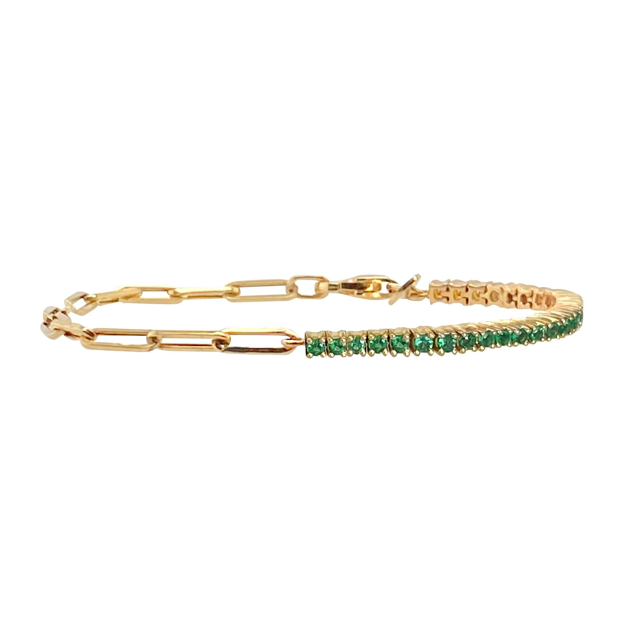 Half Paperclip Half Gemstone Bracelet | Milliard Diamond Concierge