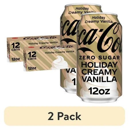 (2 pack) Coca-Cola Zero Sugar Holiday Creamy Vanilla Soda Pop Fridge Pack Cans, 12 fl oz, 12 Pack | Walmart (US)